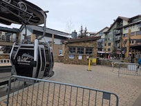 Gondola drop-off in resort village