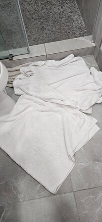 Daily occupancy! Towels soaking up the water.