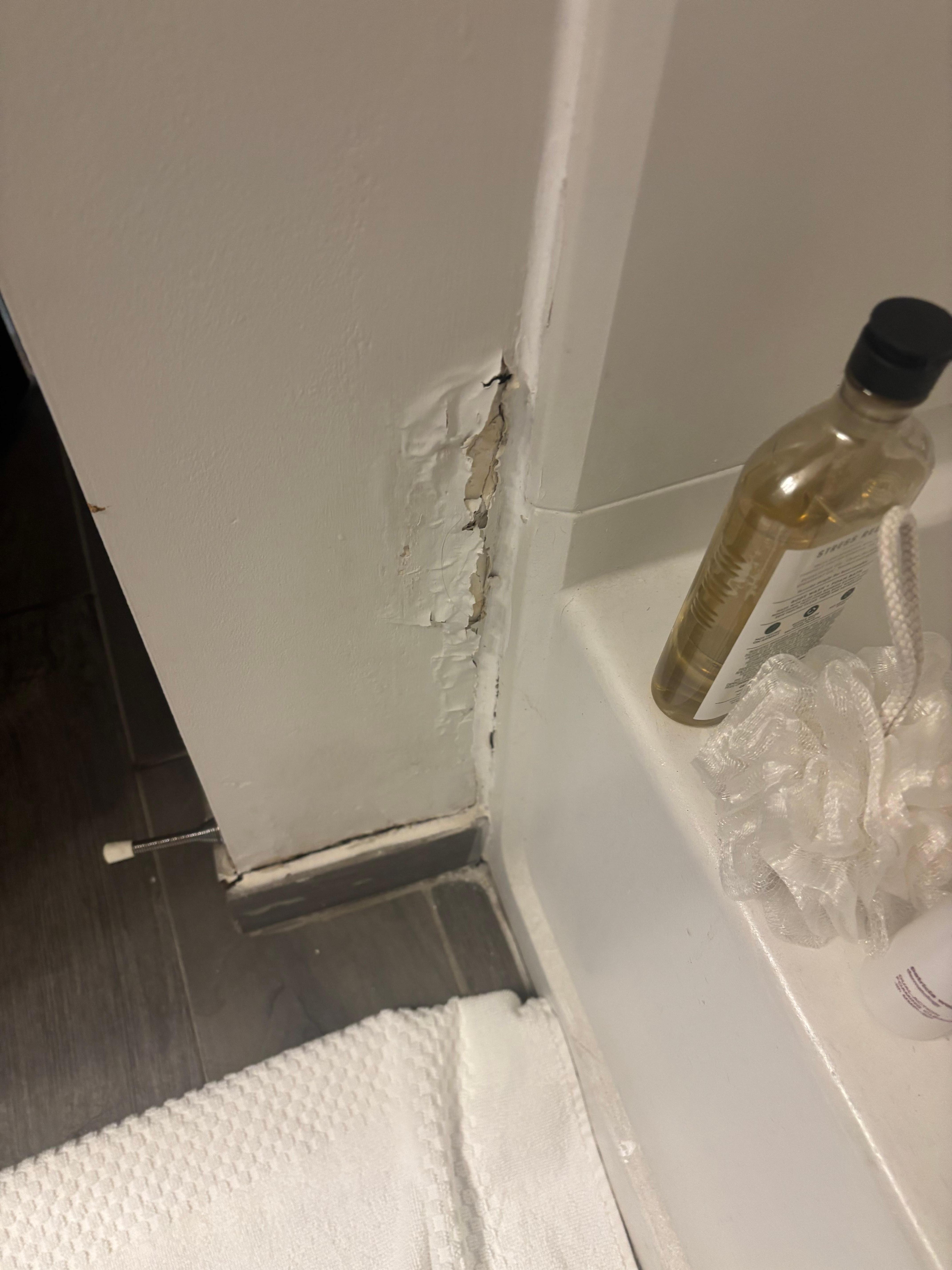 Water damage by tub/shower