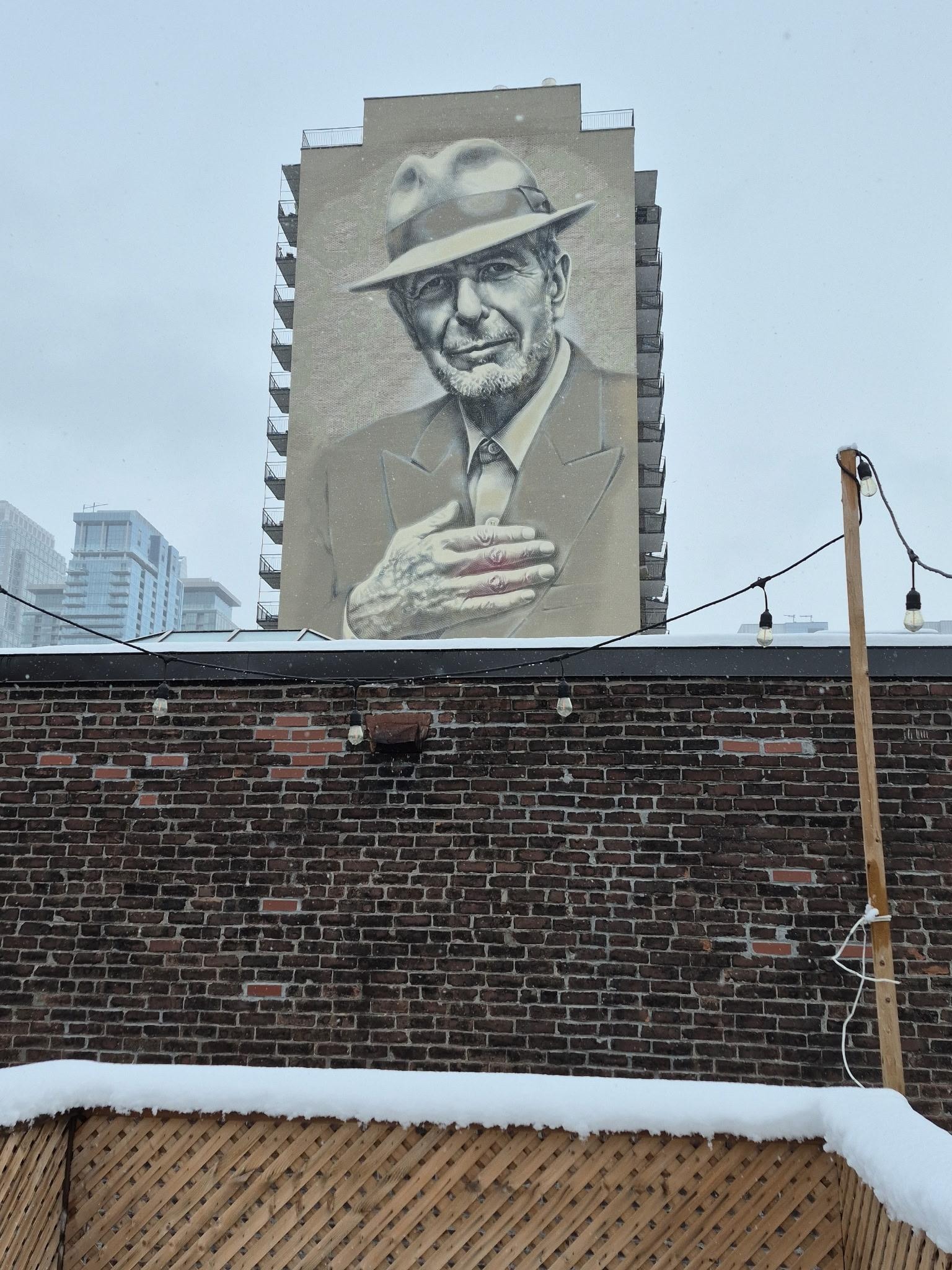 Amazing view of the Leonard Cohen mural 
