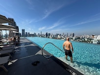Excellent hotel infinity pool and it was 50metres long which is great for lap swimming.