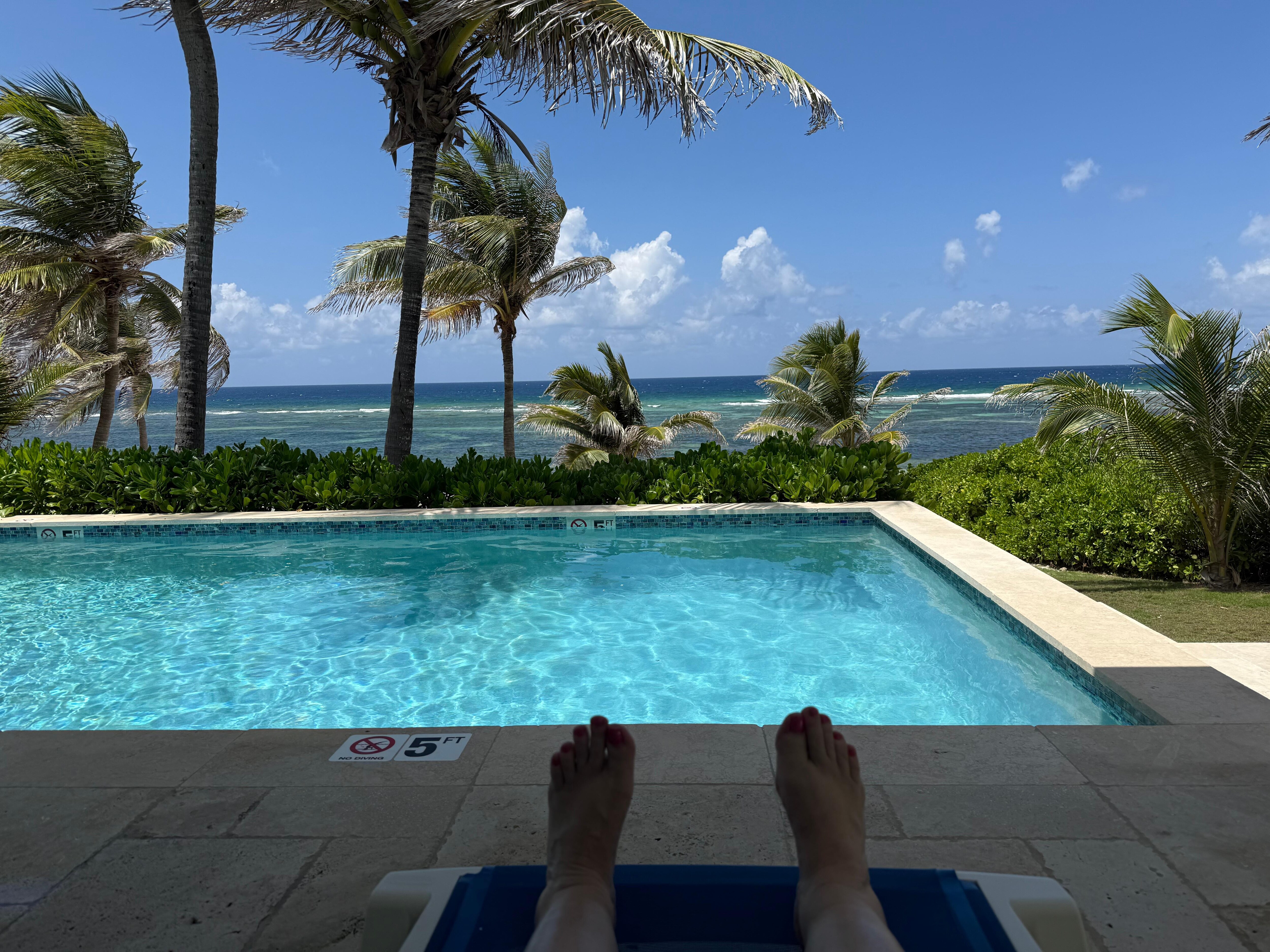 View from the shaded patio by the deck.  