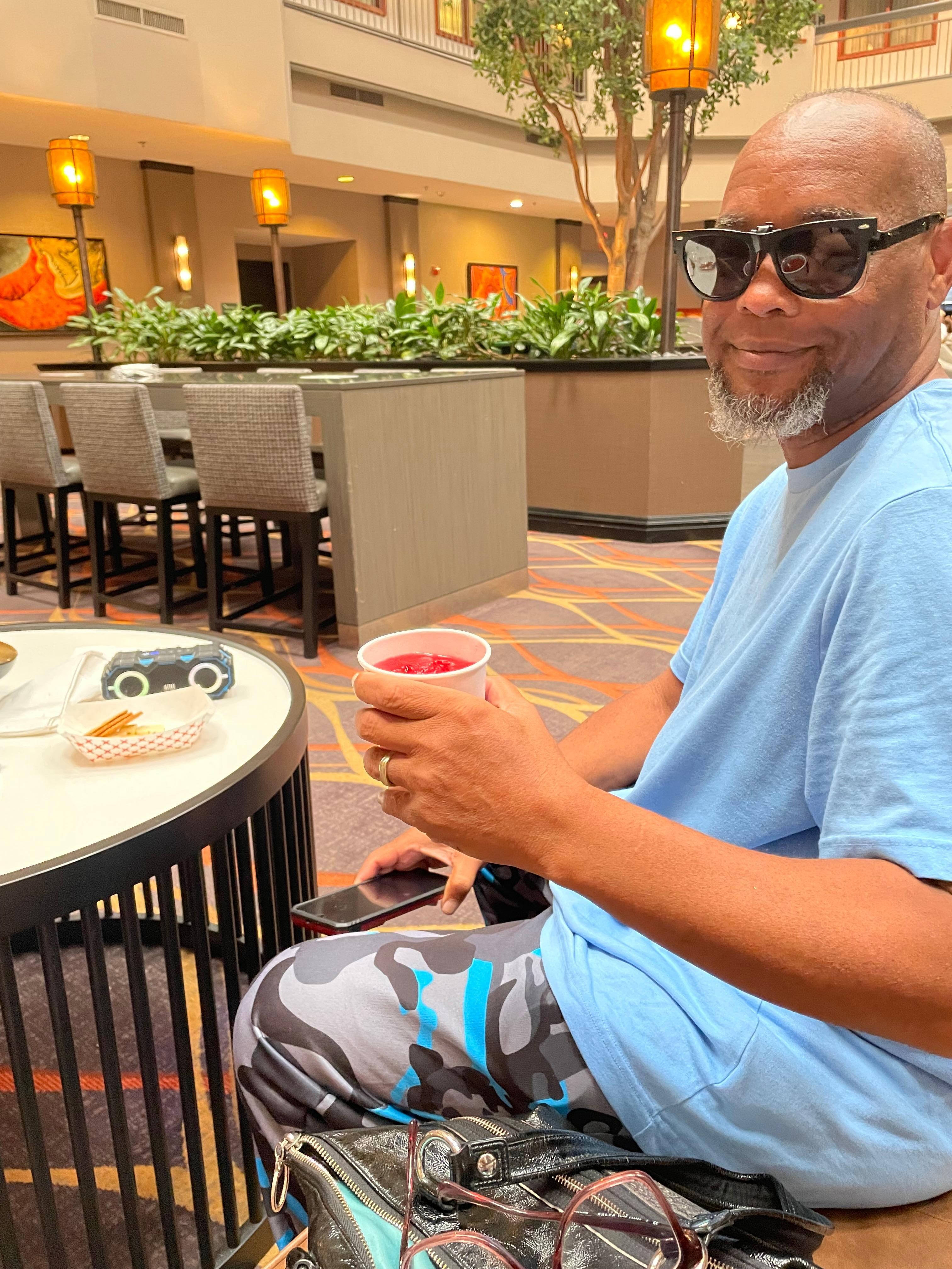 Happy hour. For him juice only 🤭 for me Margarita’s and cold Beer