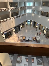 Looking down on the lobby.