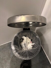 Rubbish in bins from previous guest, their bag tags etc was in the bins