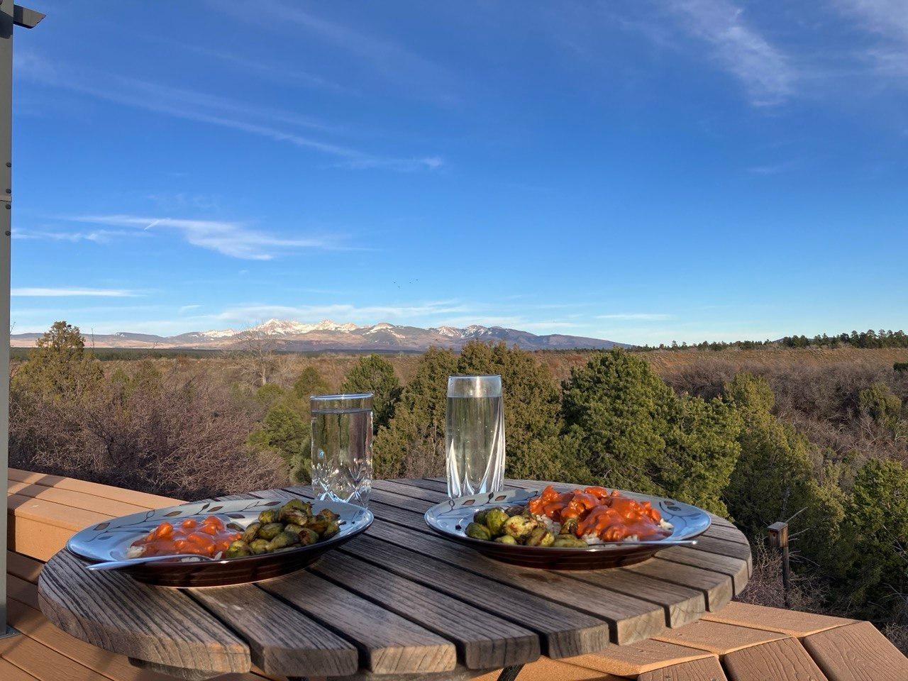 Dinner on the wraparound deck