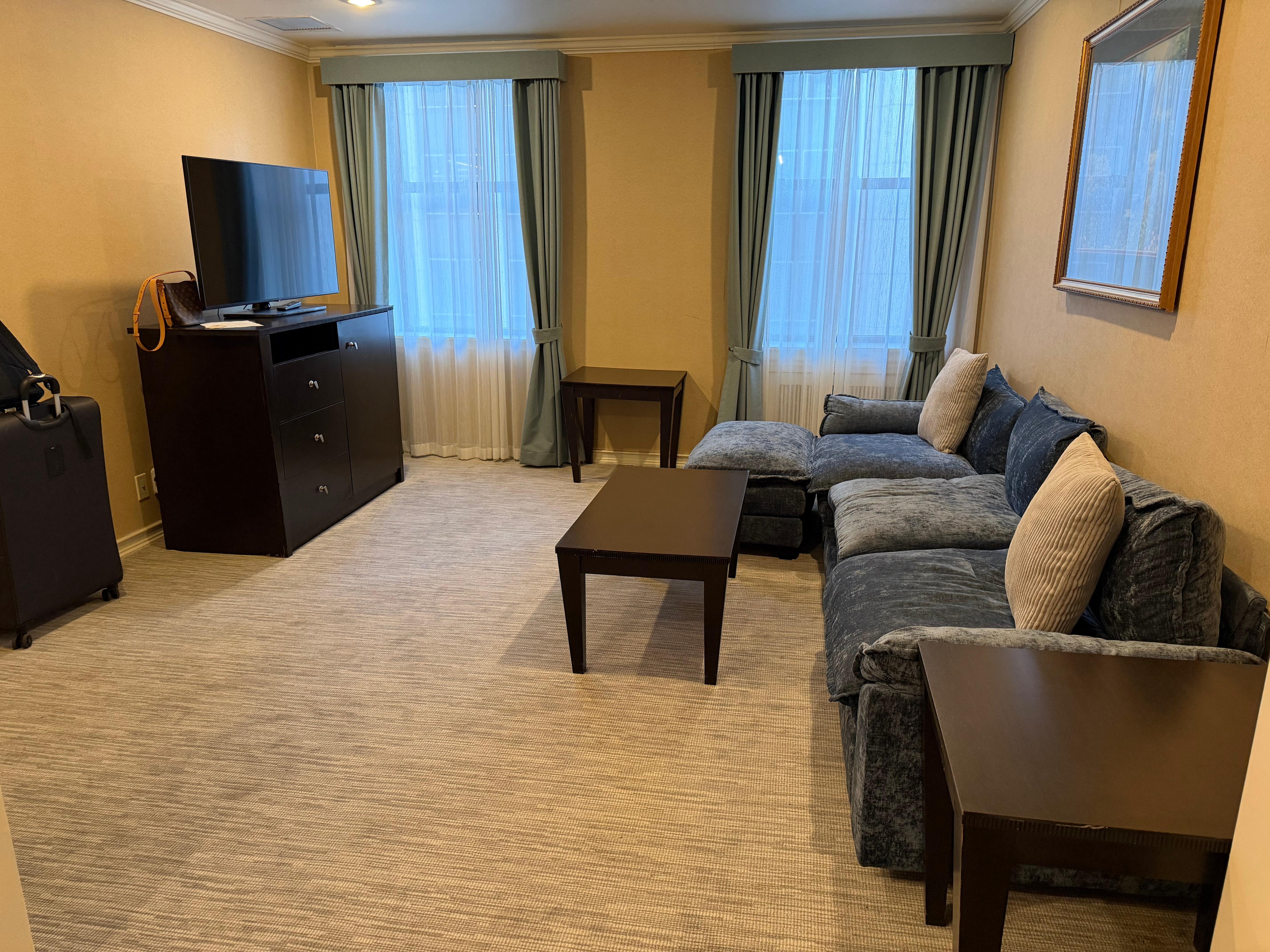 Nice seating area. Didn’t use the tv, but did use the fridge.