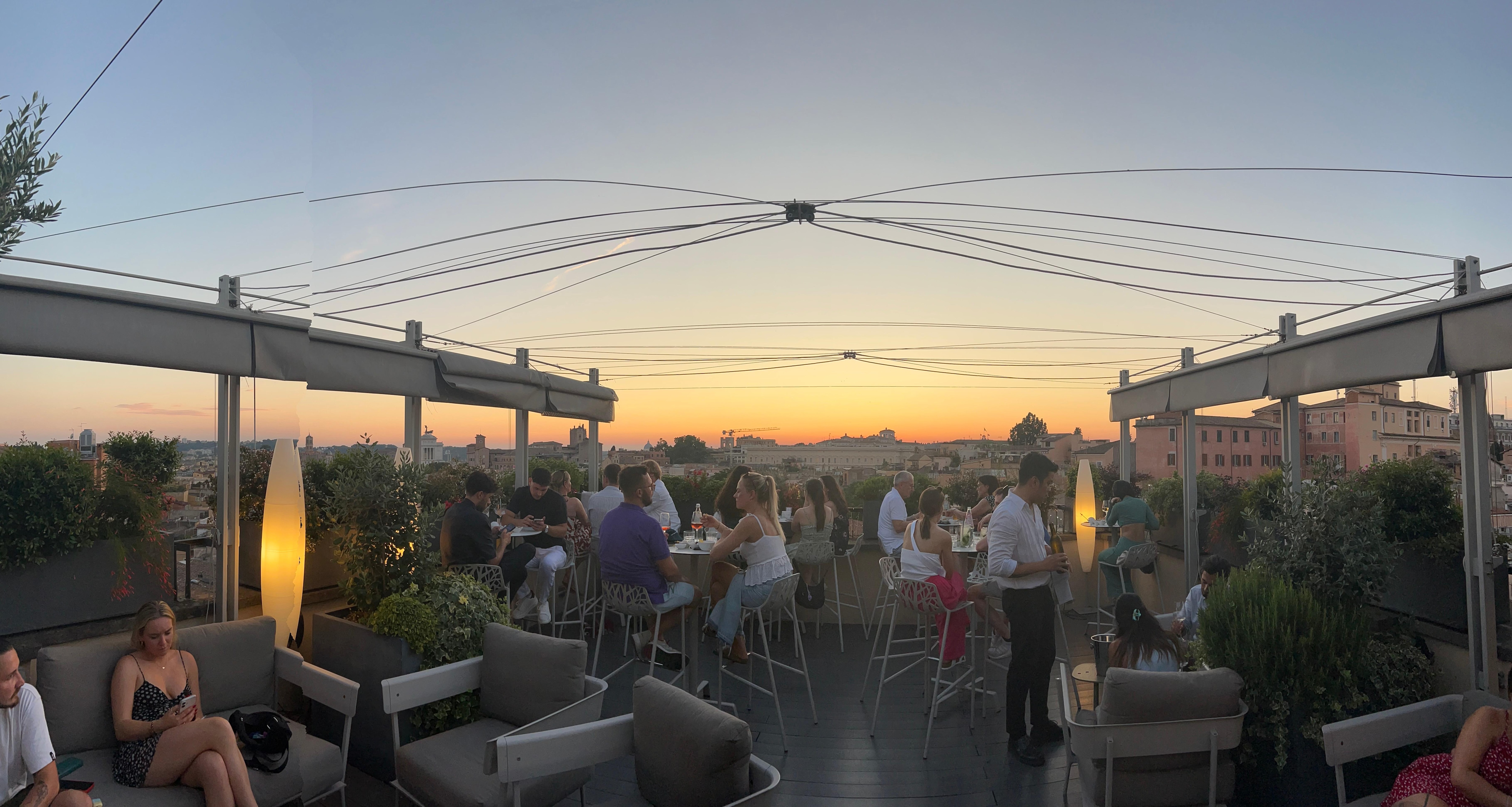 Rooftop bar at sunset