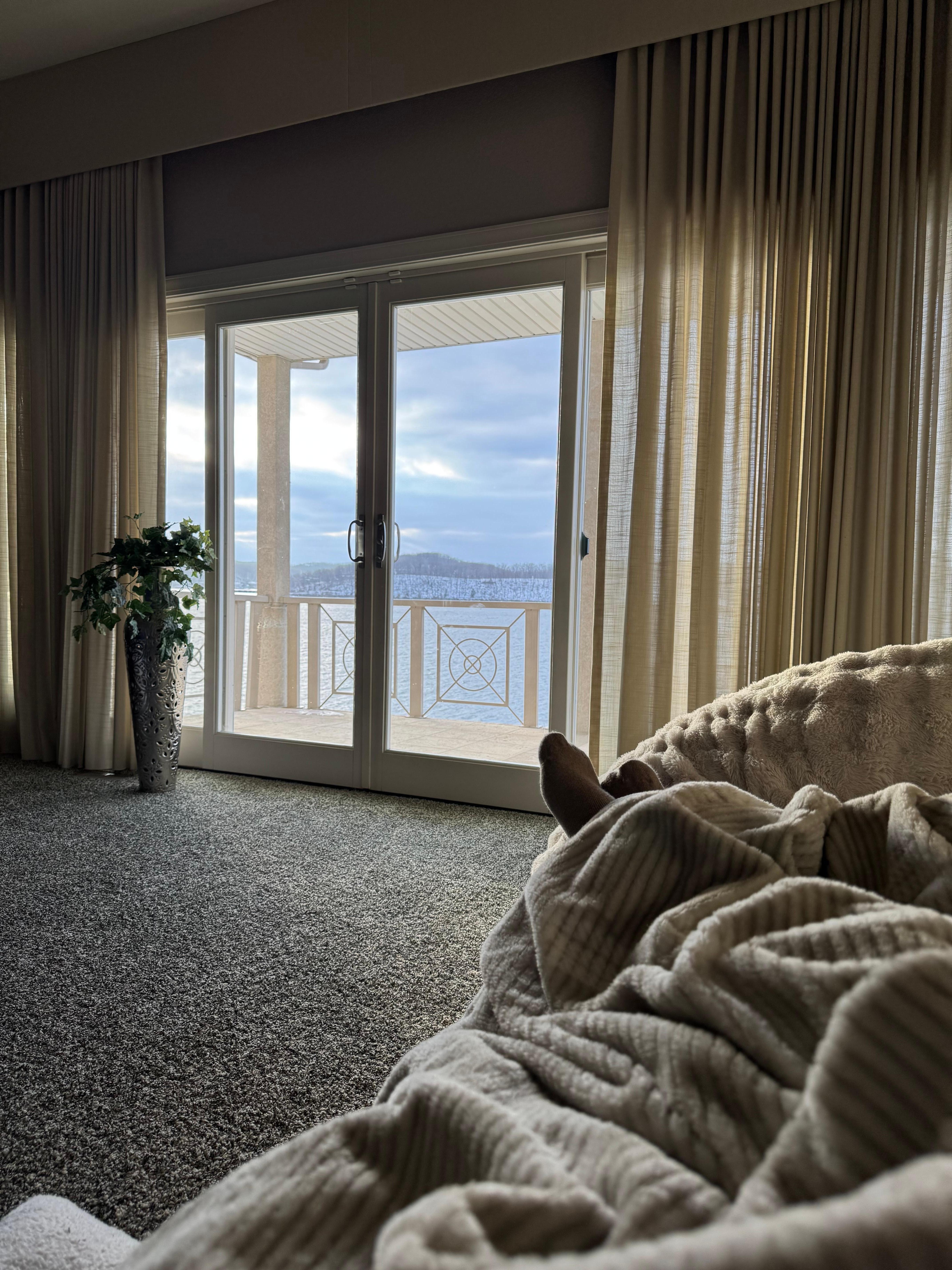 View from the couch in the master bedroom.