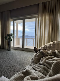 View from the couch in the master bedroom.