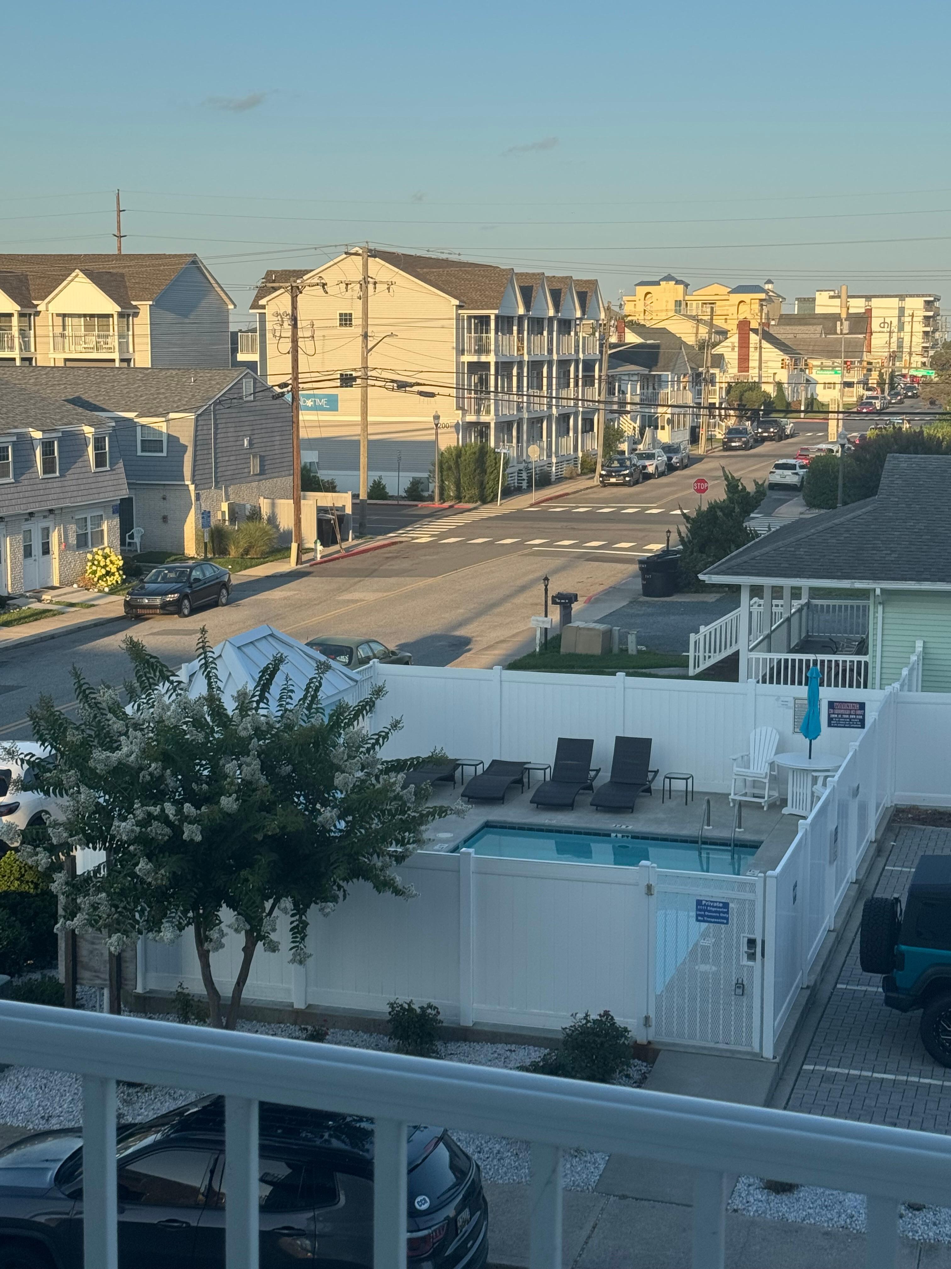 View from front balcony off master bedroom. 