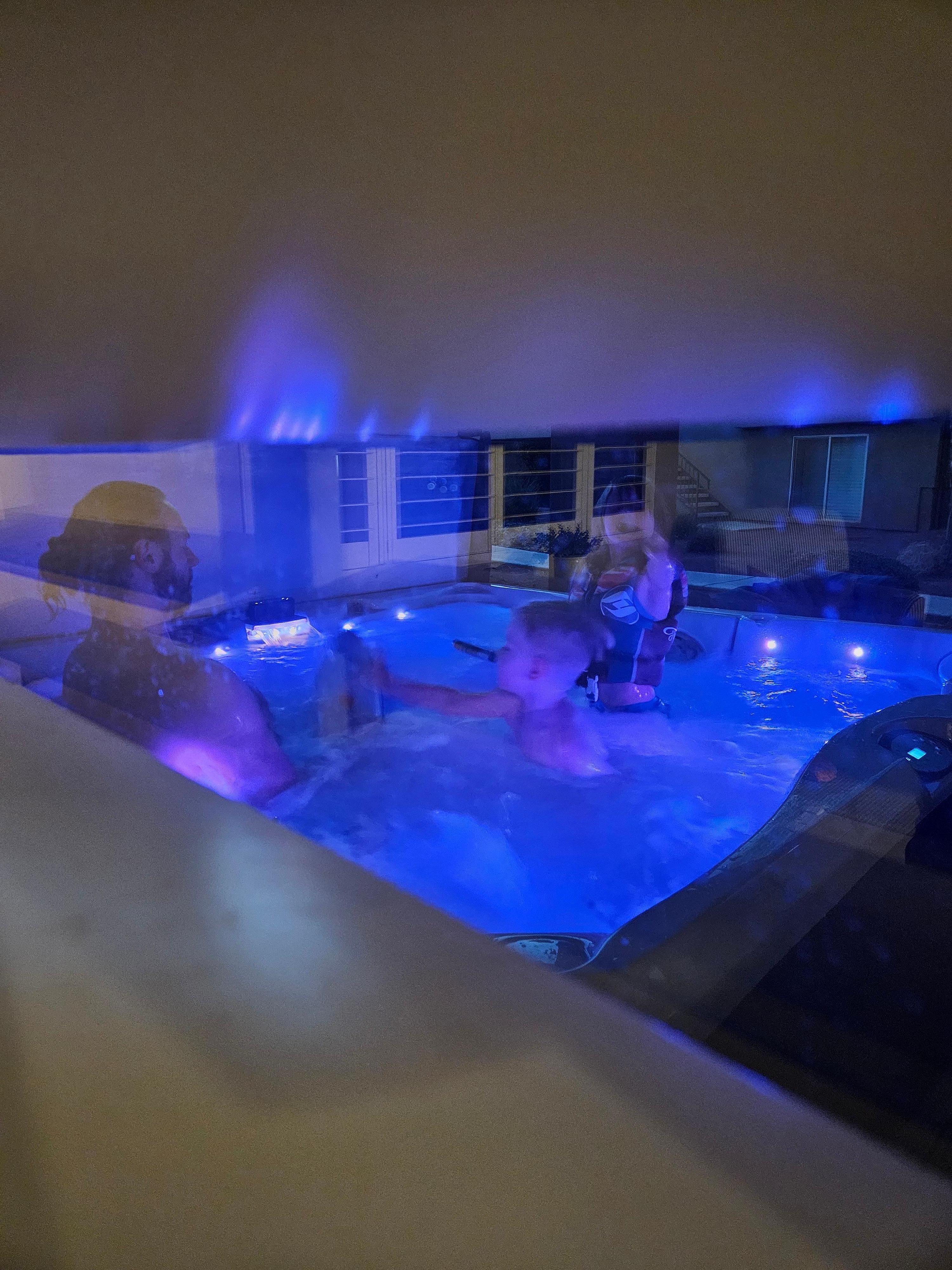 Hot tub at the home rental.