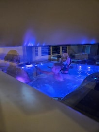 Hot tub at the home rental.