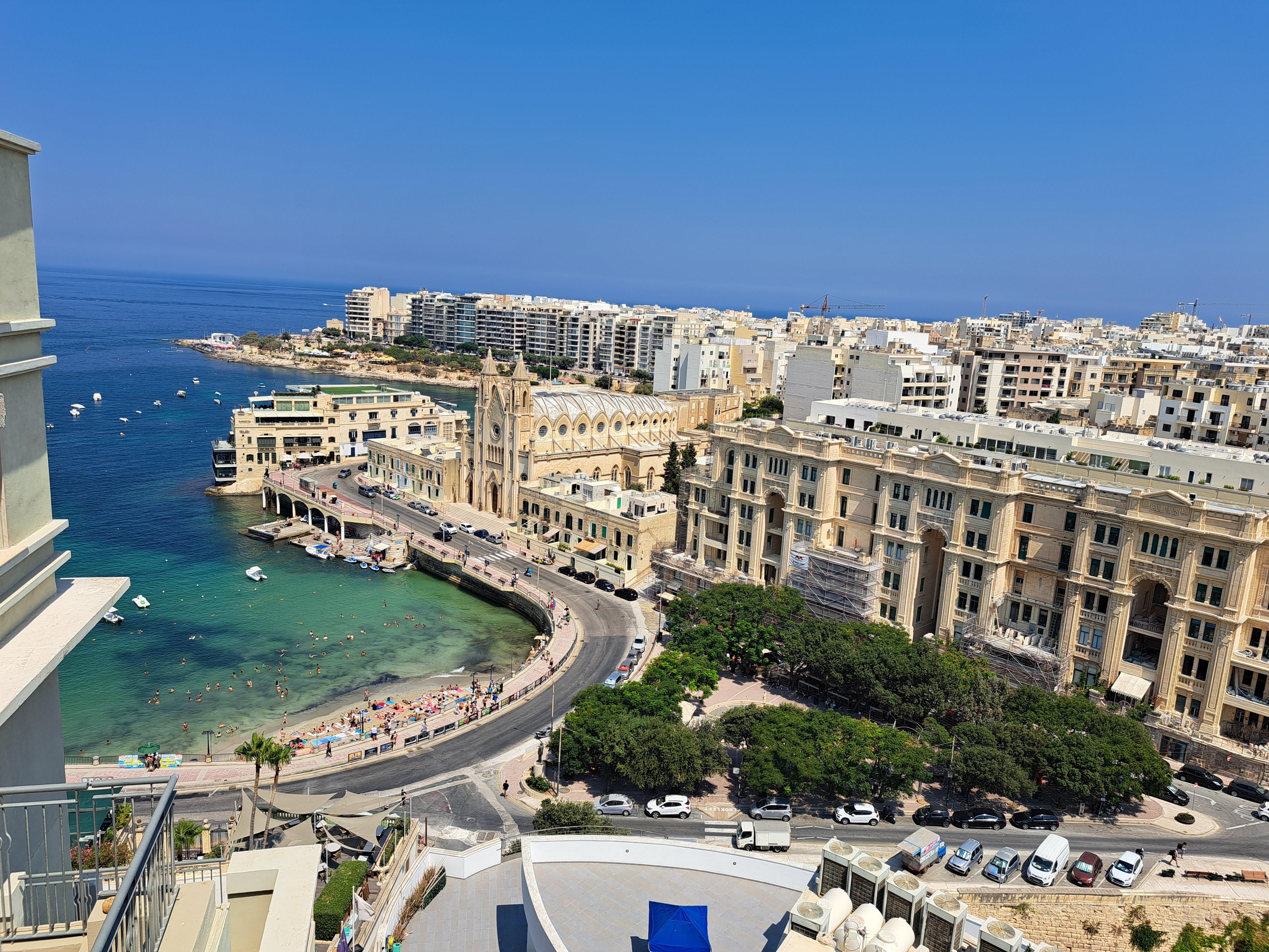 View of Balluta Bay taken from the rooftop of the Marriott Hotel. 
