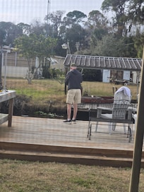 My husband loved being able to walk out on the canal deck and wet a line.