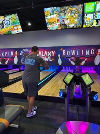Inside bowling alley