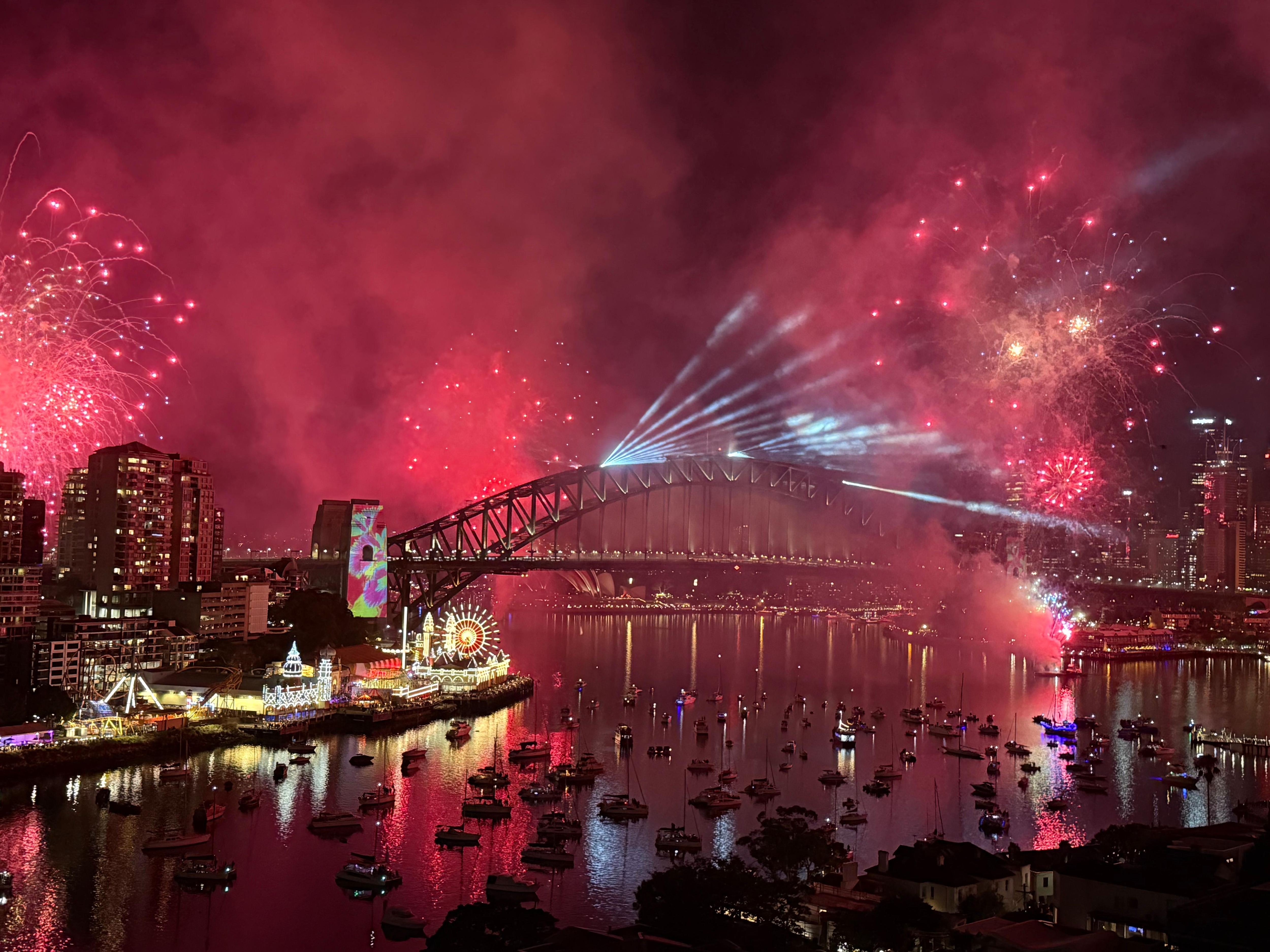 Sydney Harbour Fireworks view from balcony