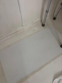 Soap scum in shower, entire bathroom needs a good cleaning