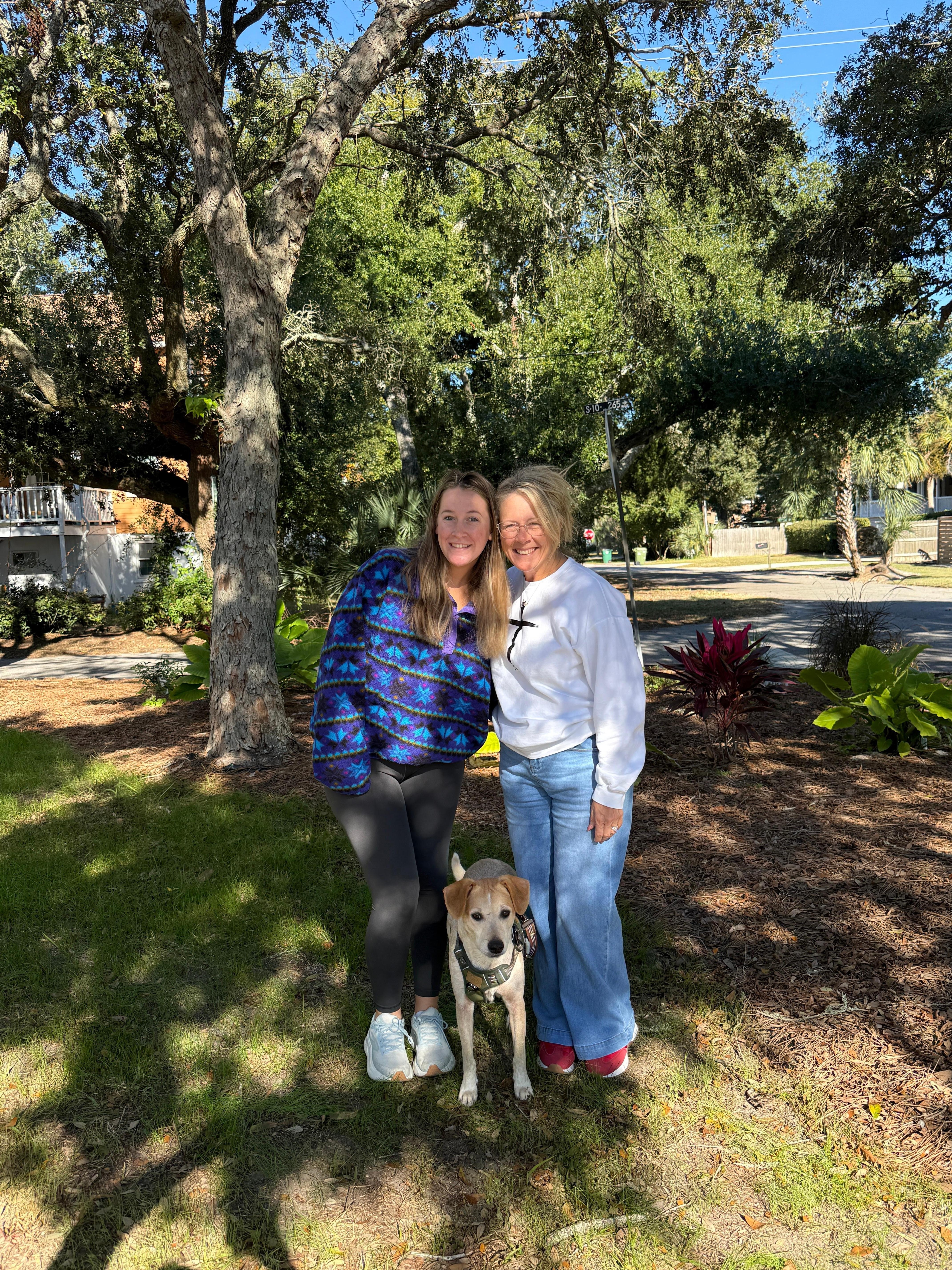 Front yard (final goodbye to my daughter, the bride and my grand-puppy, Beasley). 