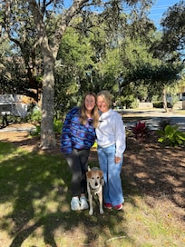 Front yard (final goodbye to my daughter, the bride and my grand-puppy, Beasley).