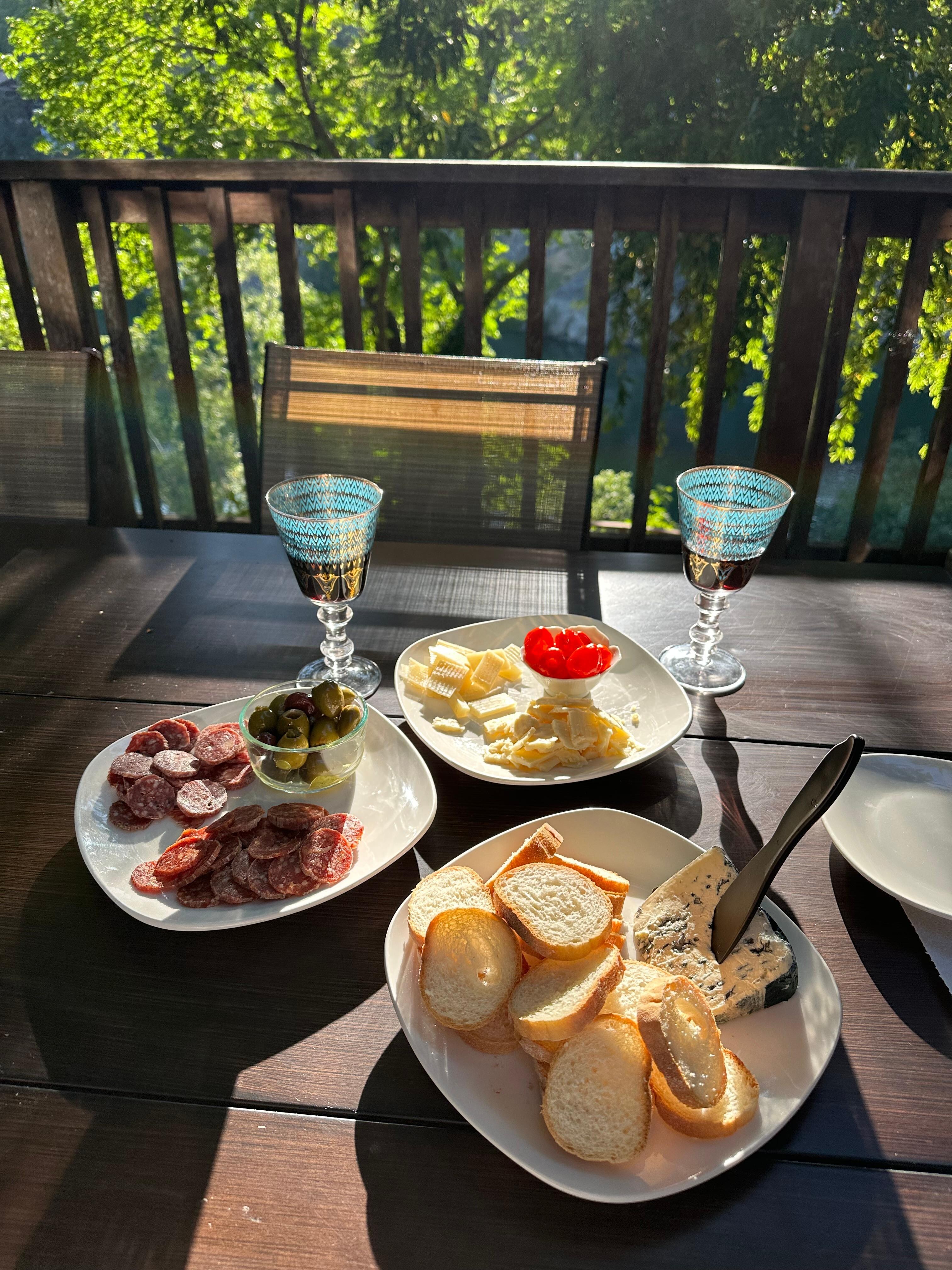 We enjoyed charcuterie on the back deck