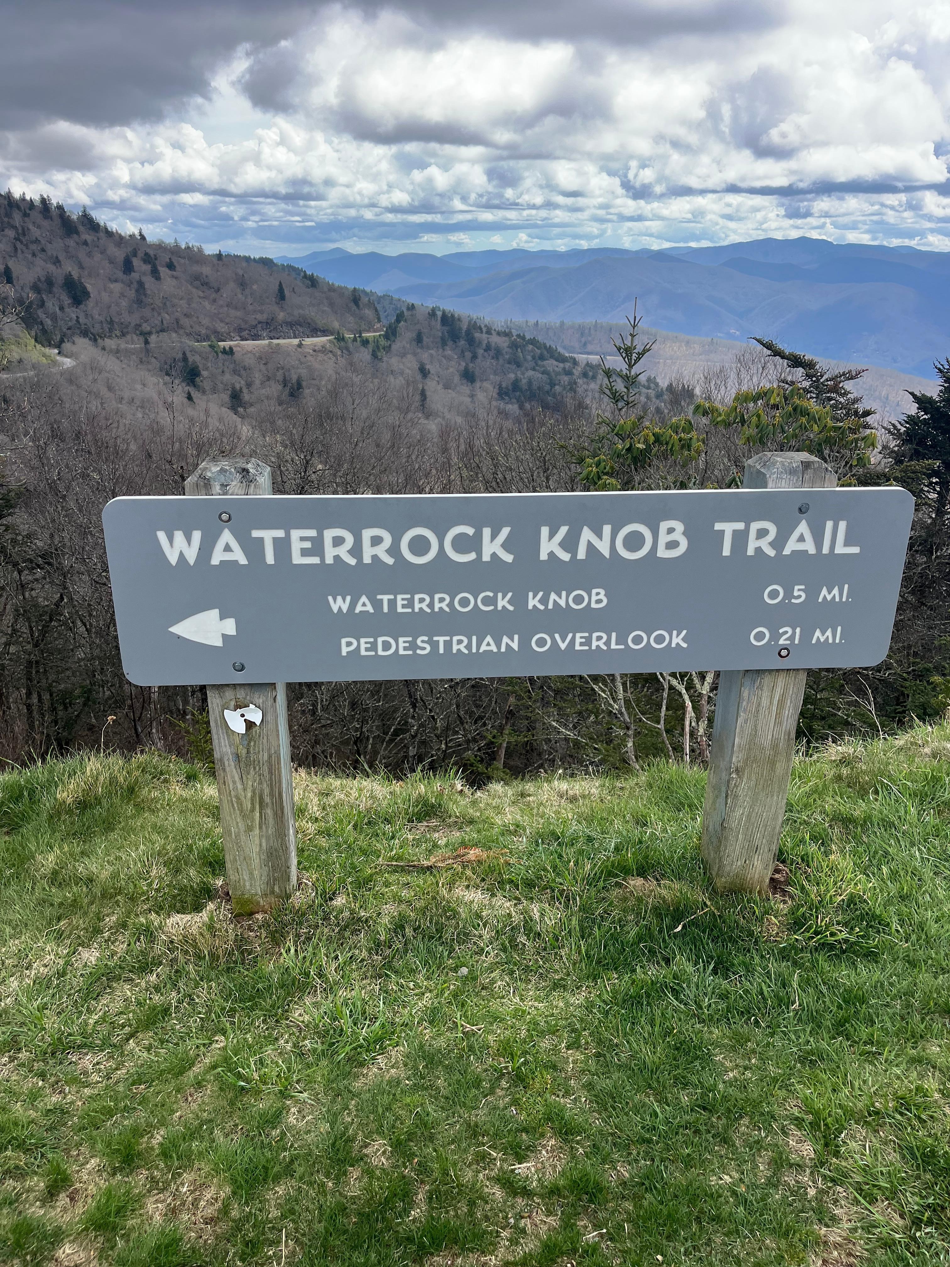 Sign at the base of Waterrock Knob Trail on the Parkway.