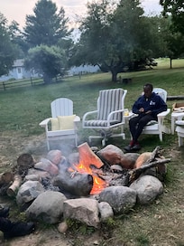 Relaxing by the fire