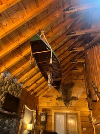 LOVE the canoe chandelier!