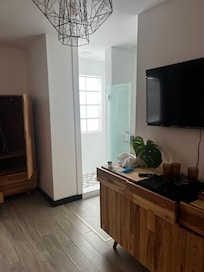 Bathroom door wasn’t wide enough and window locked