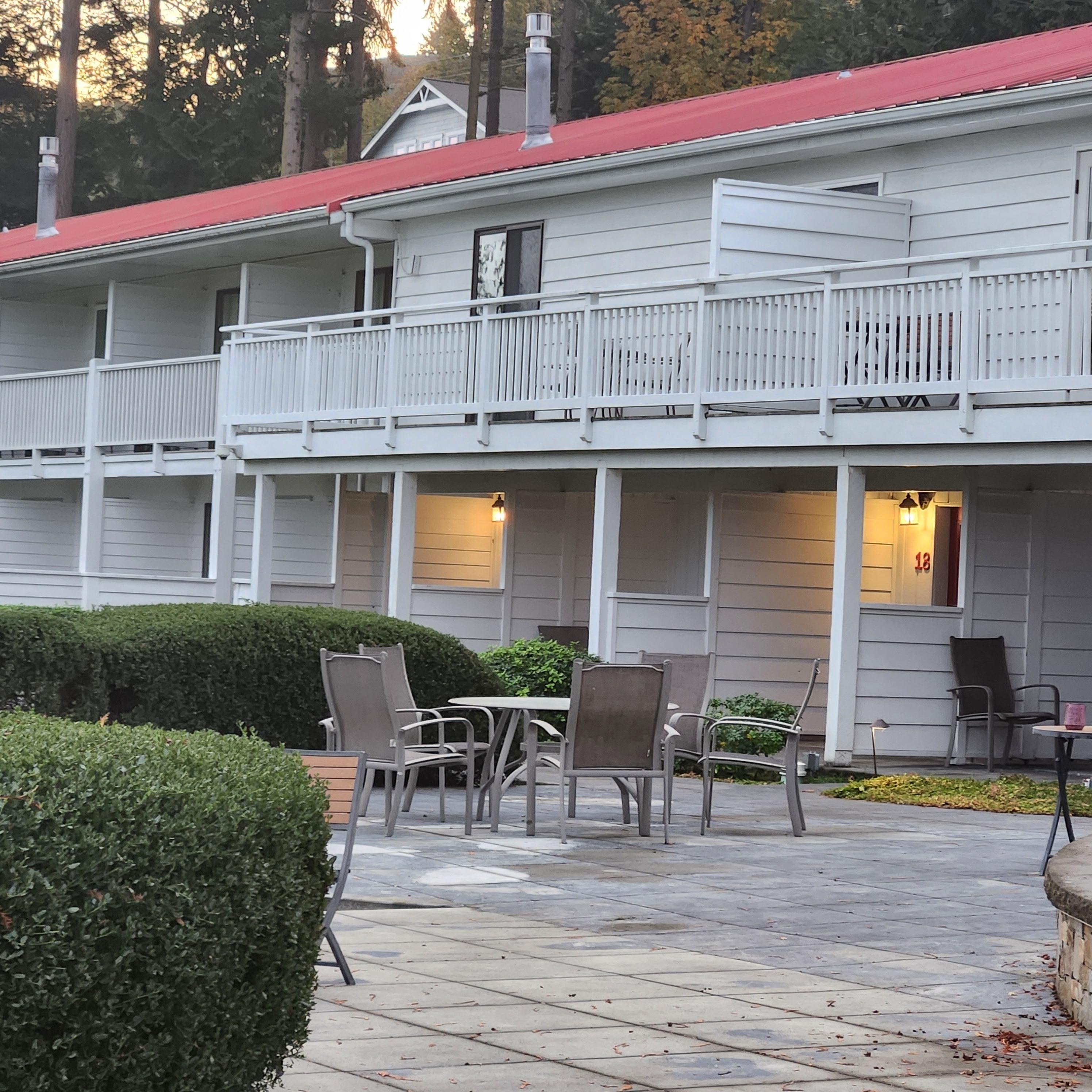 Sitting area outside. 