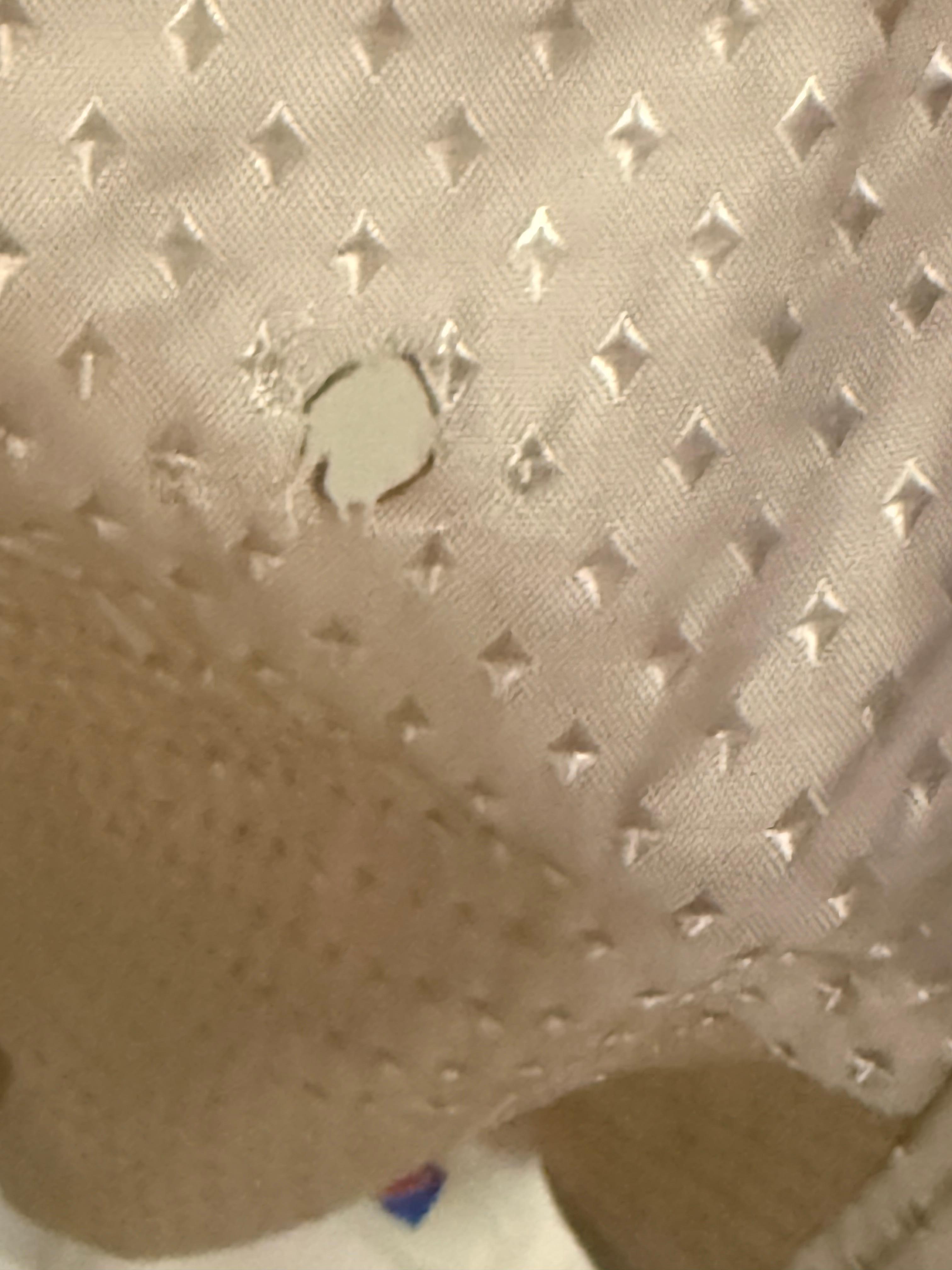 Looks like a cigarette hole in the shower curtain