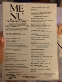 Breakfast menu