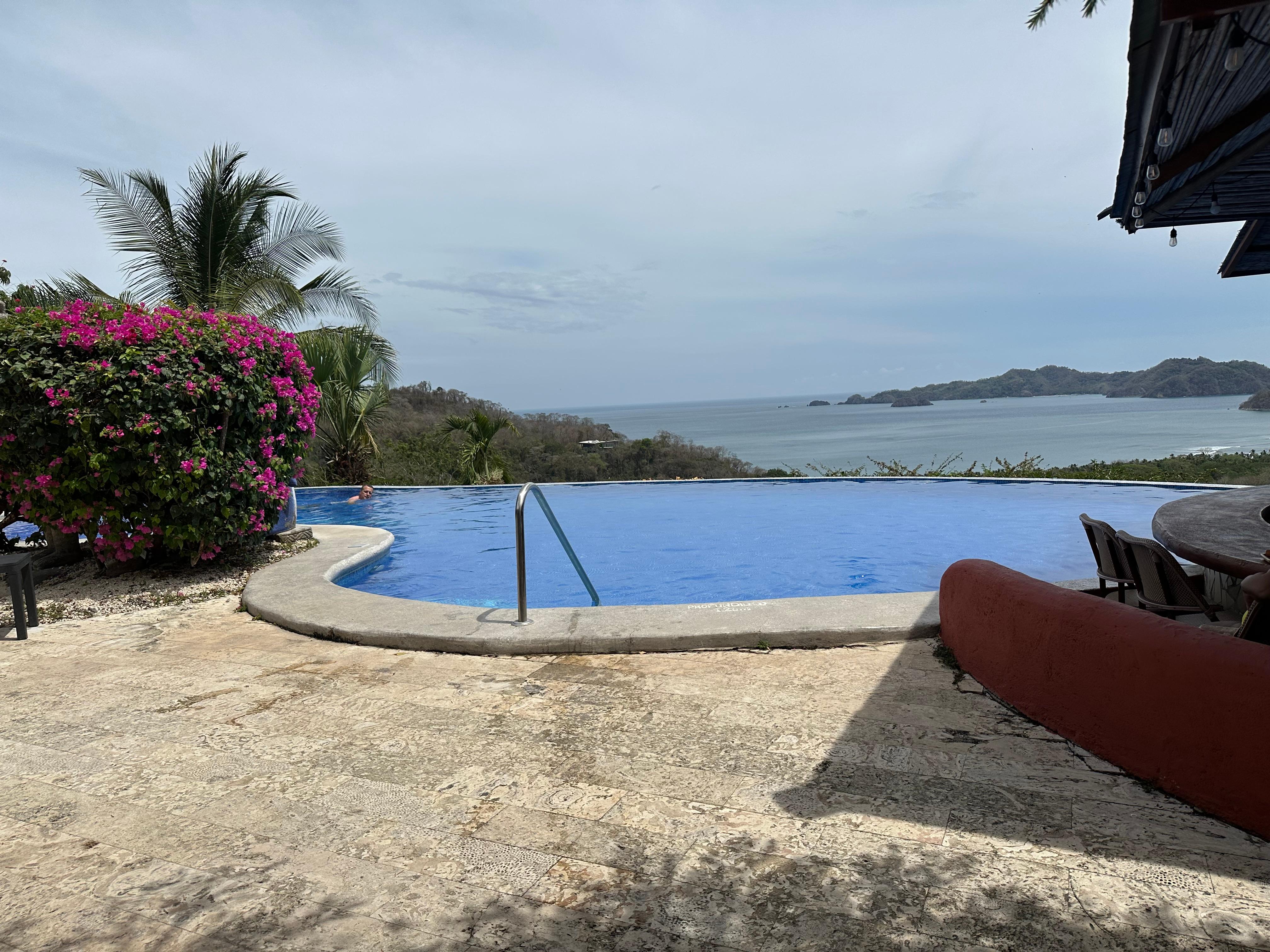 Pool with a view of the beach.