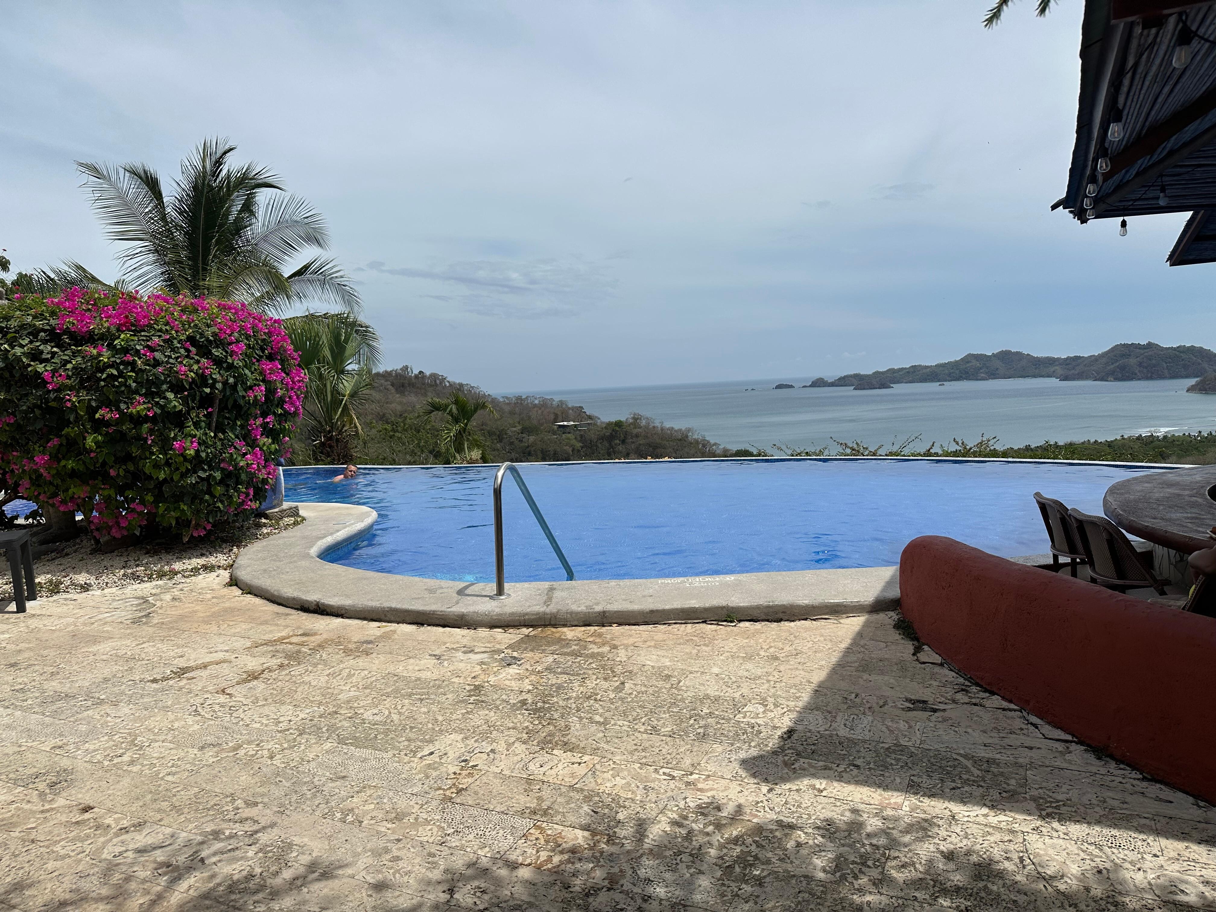 Pool with a view of the beach. 