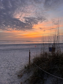 Sunrise at the beach close to house.