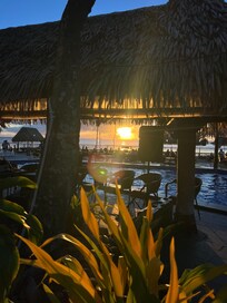 Pool area sunset