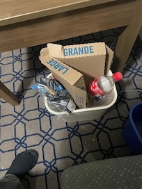 They didn't clean the trash and change the towel on the shower