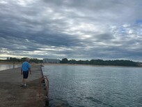 Beautiful walking pier in Lake Michigan