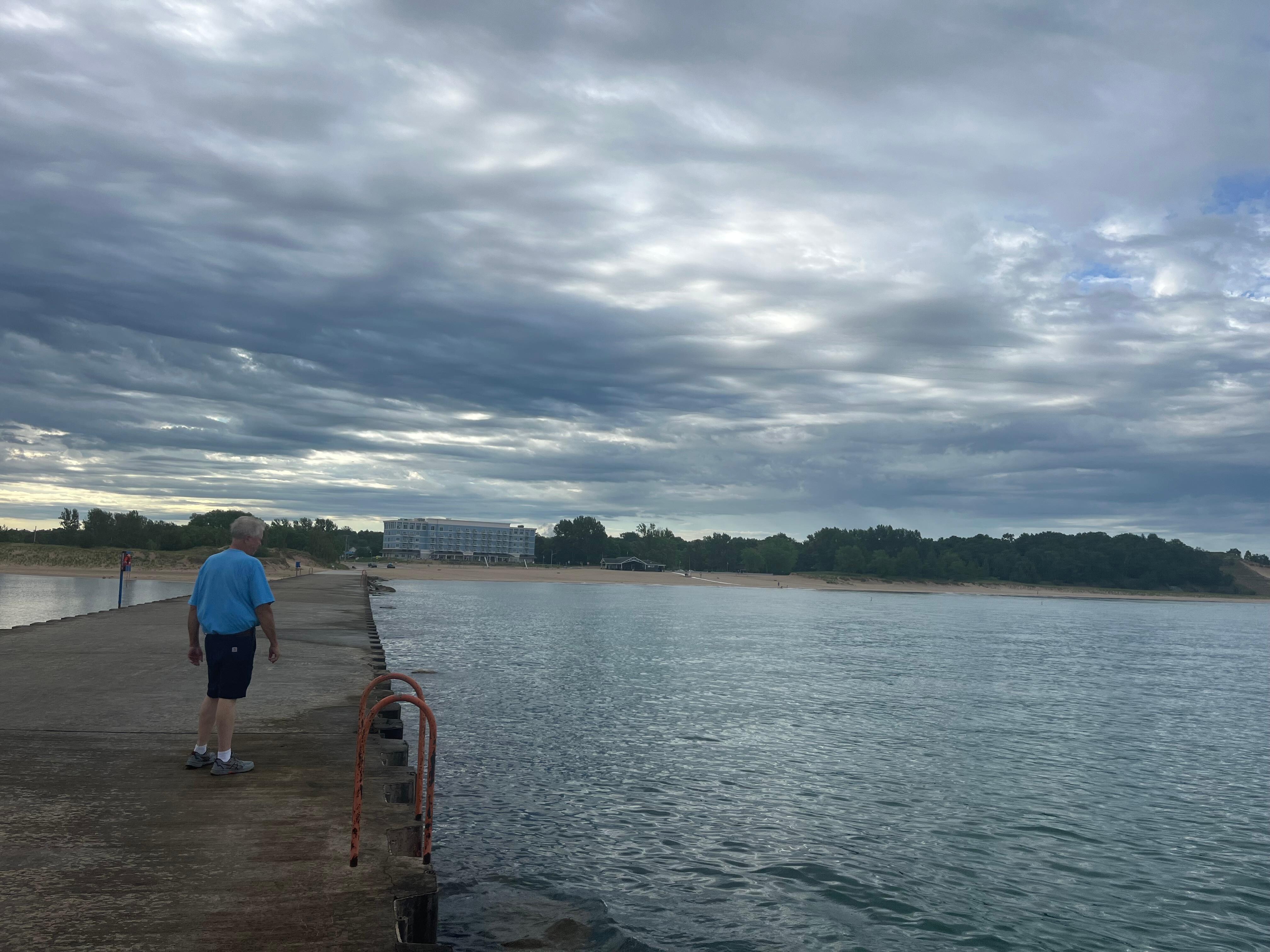 Beautiful walking pier in Lake Michigan 