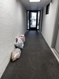 Trash in the hallway for days at a time.