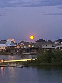 Super moon at sunset.