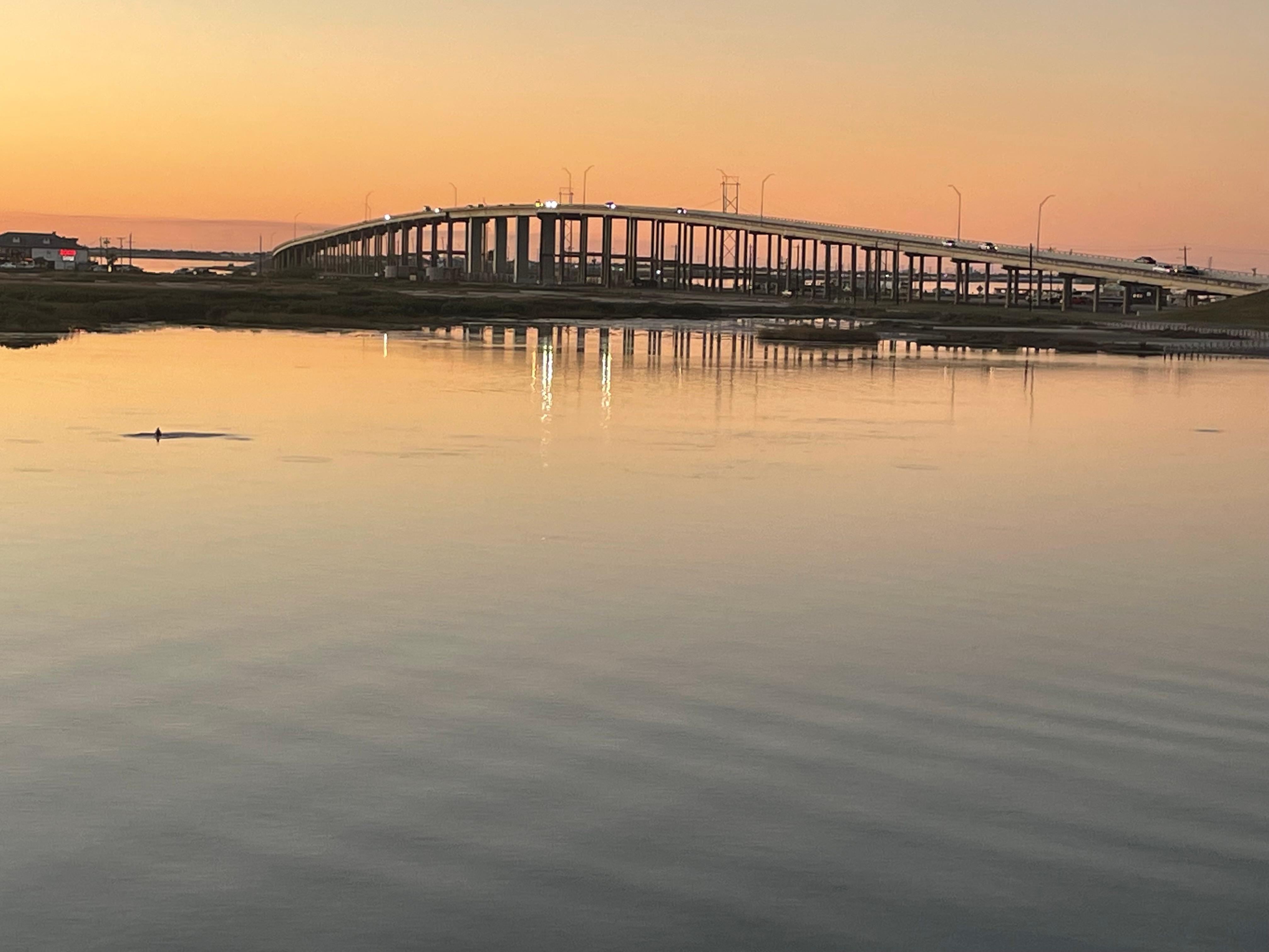 JFK bridge at sunset from the dock in front of my unit 