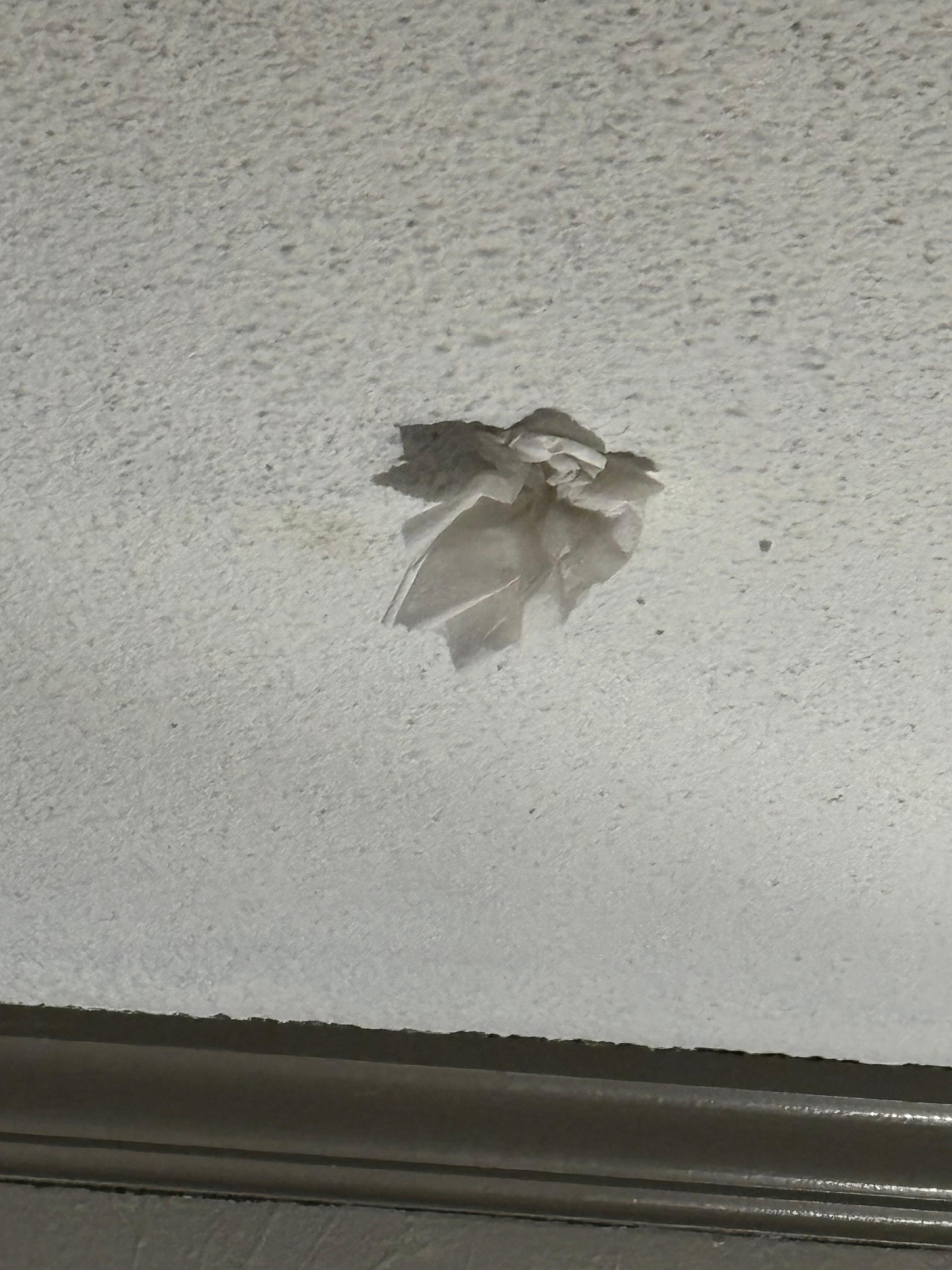 Tissue on ceiling closeup