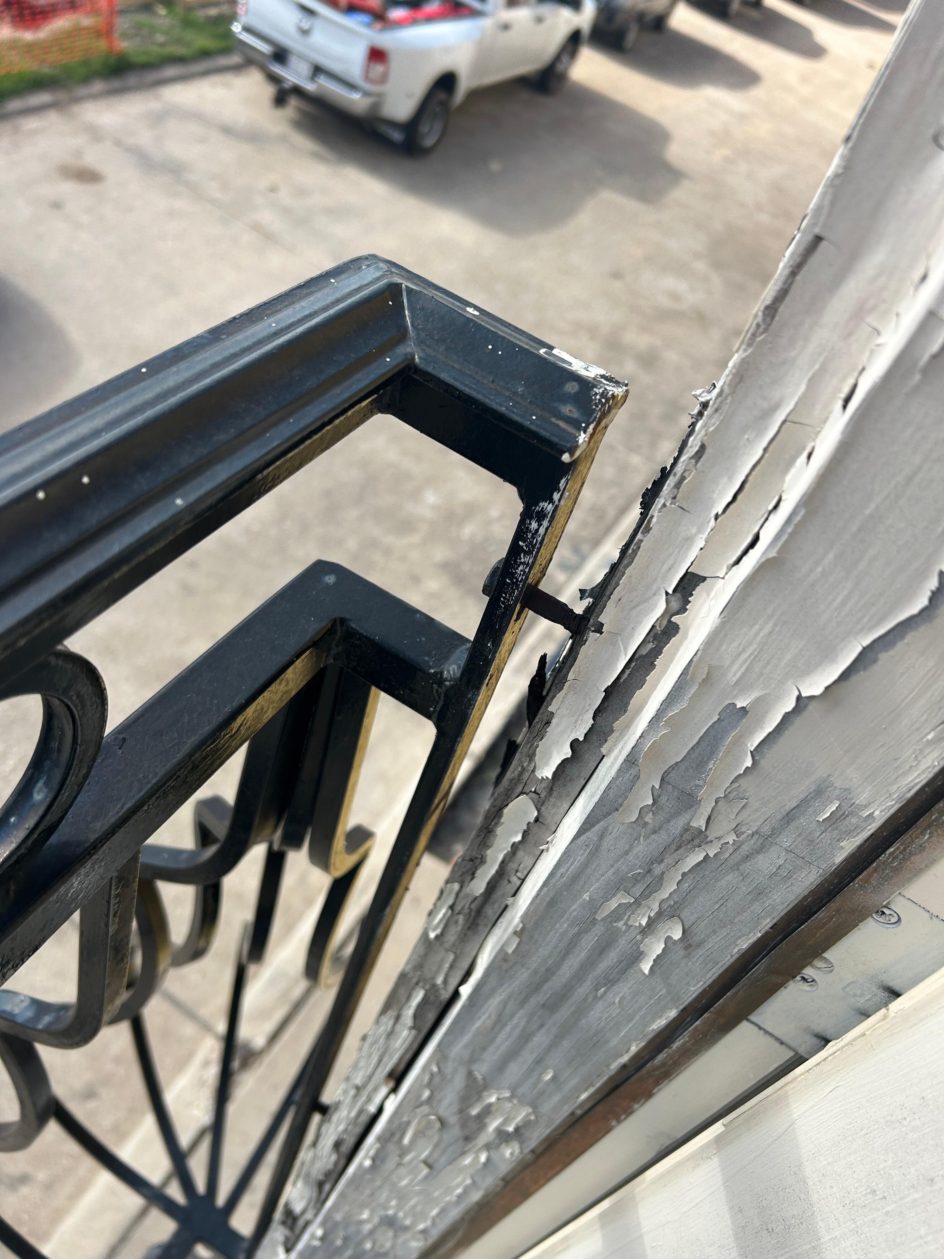 Upstairs French doors would not stay closed. Safety rail outside of door is barely attached.