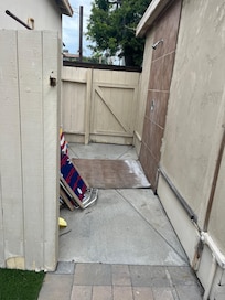 plywood over the shower drain