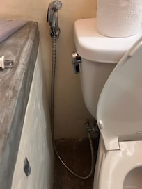 Their version of a bidet, a water hose coming out of the wall since you can't flush toilet paper.