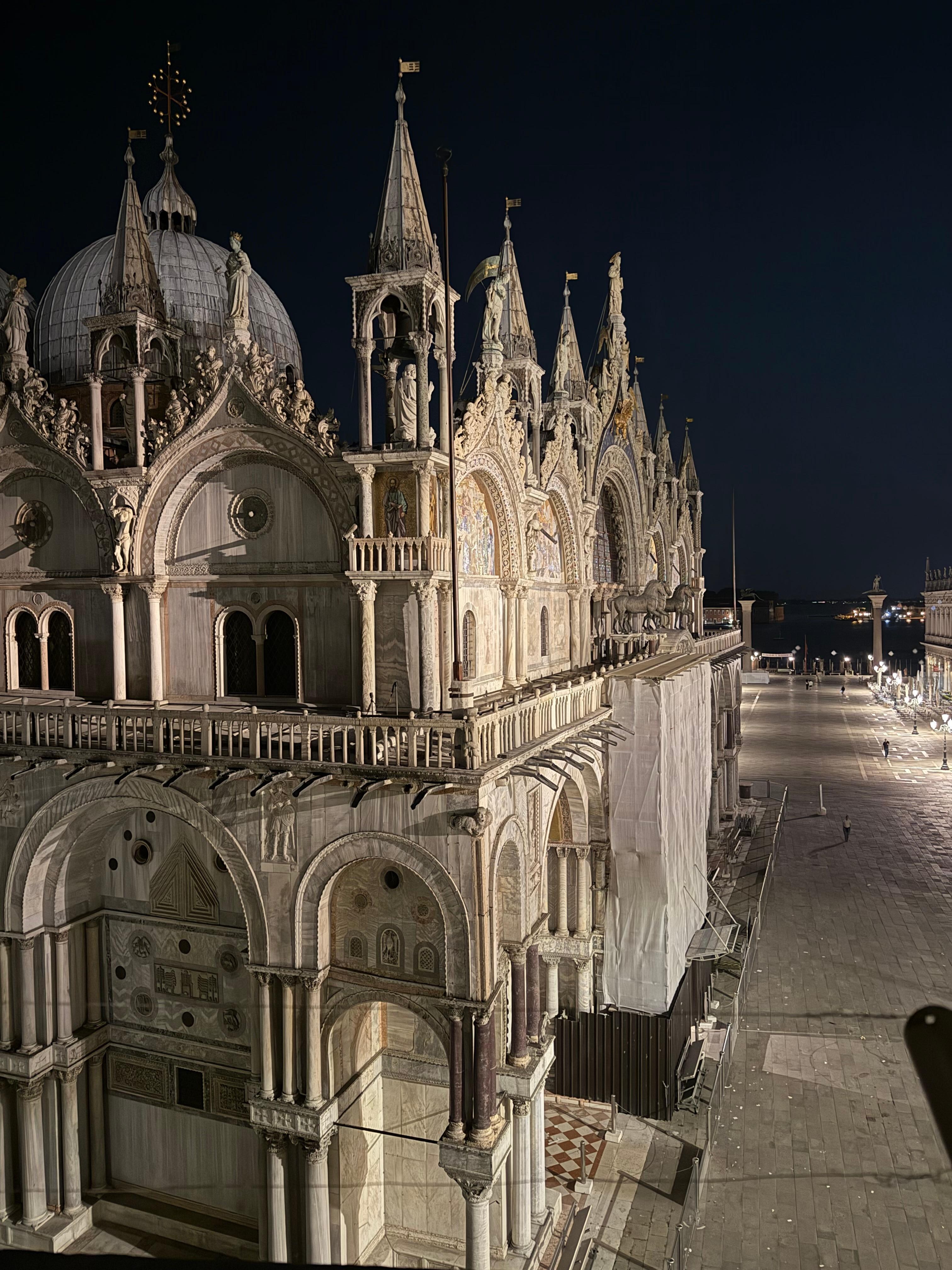 Nighttime view from the balcony. 