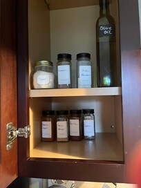 Spices, oil, coffee, tea, cocoa, oatmeal and snacks provided