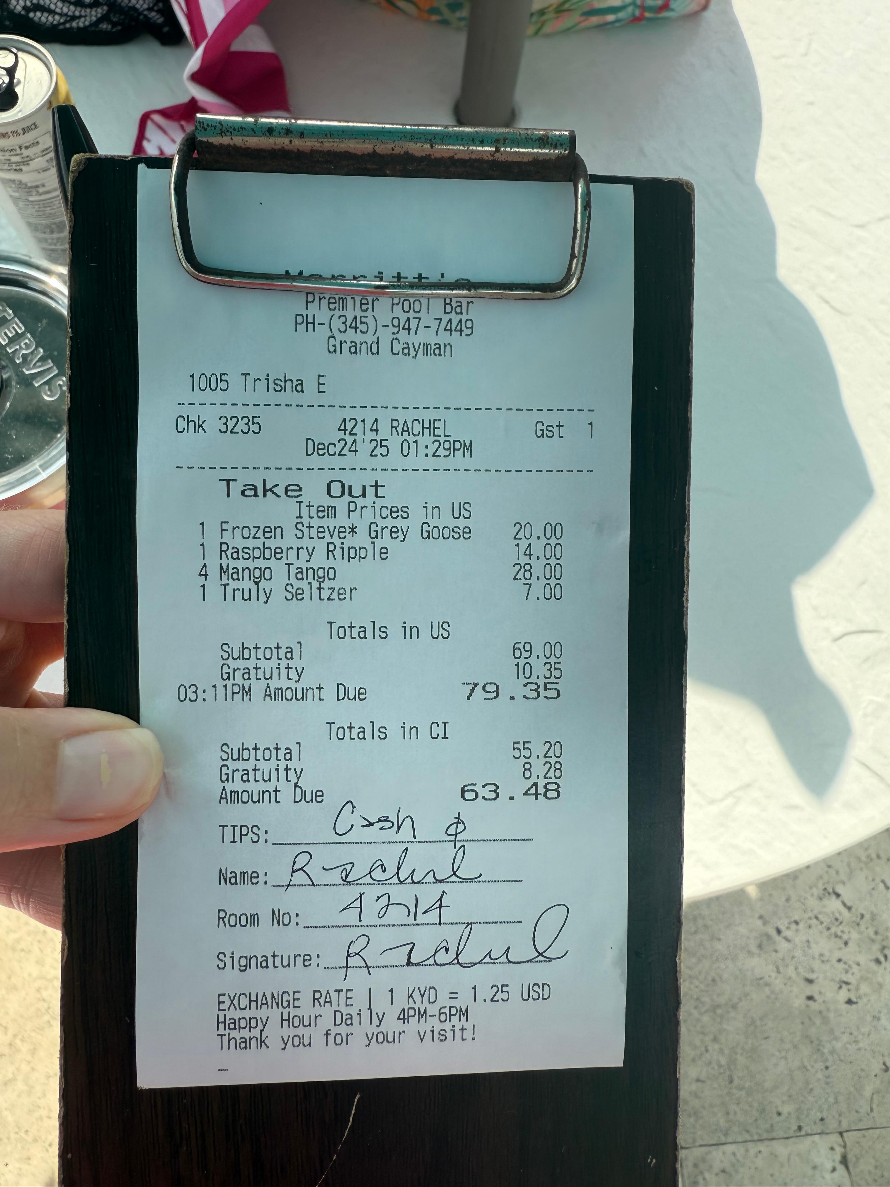 Bar tab - try frozen Steve - grey goose 