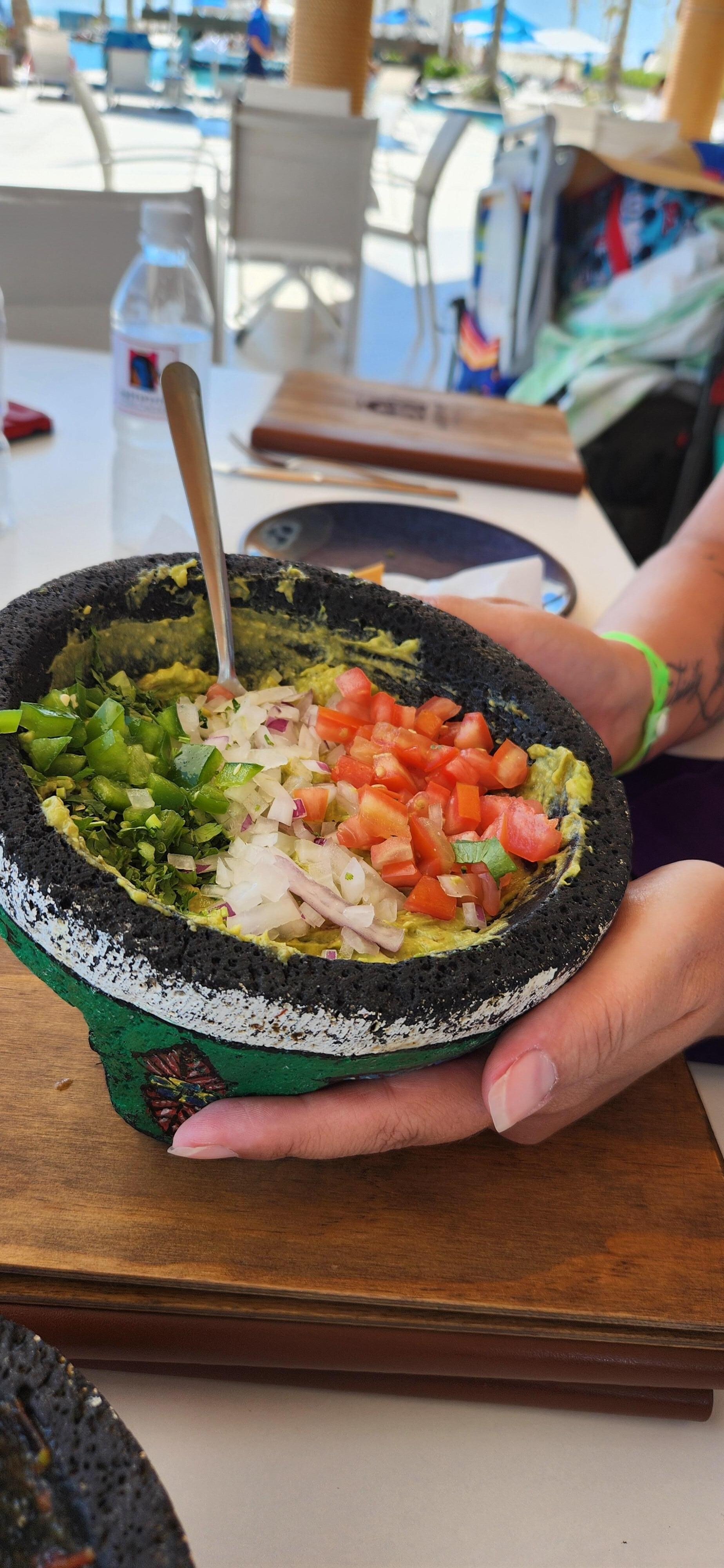 Guacamole made at table side at resort.